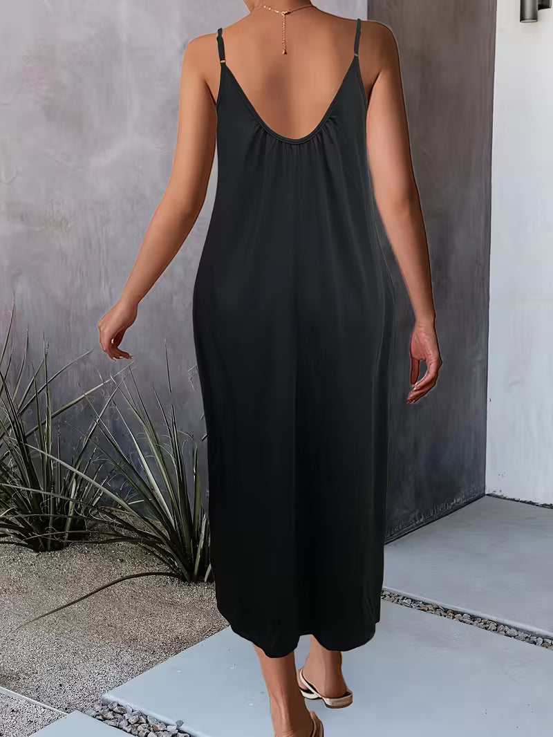 CELOR - Low Cut Round Neck Suspender Skirt