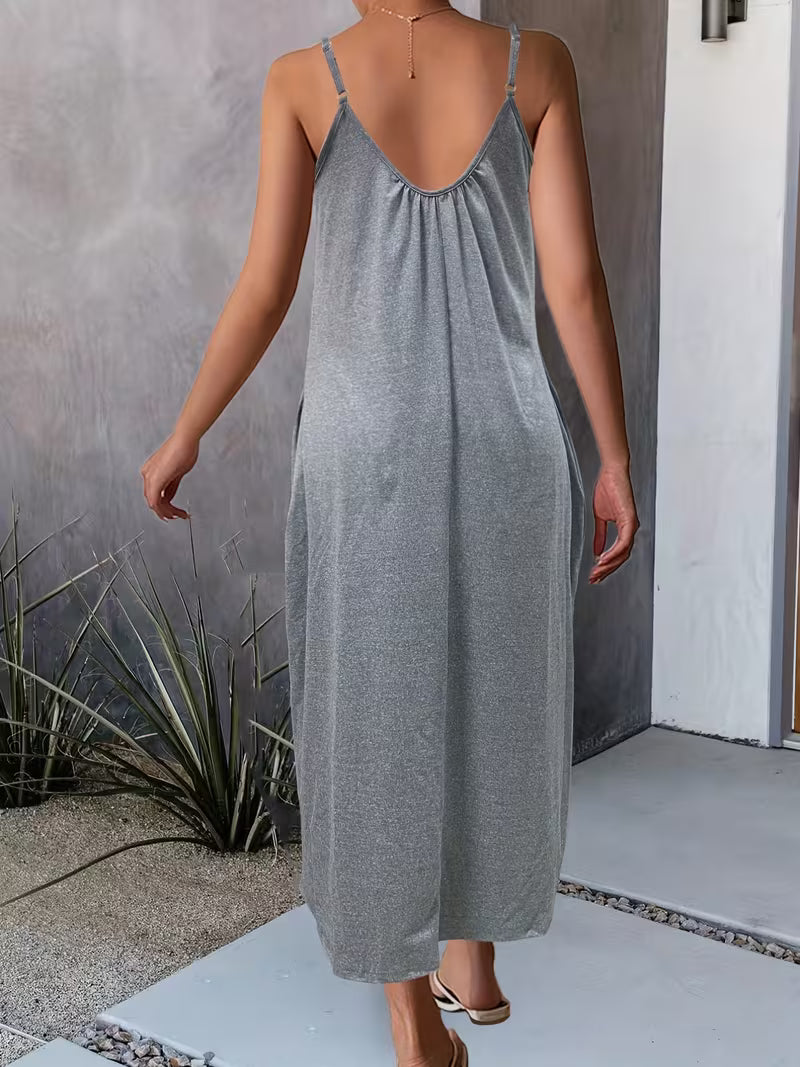 CELOR - Low Cut Round Neck Suspender Skirt